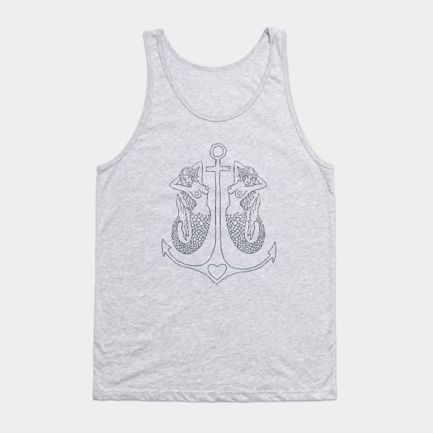 Anchor Mermaids (On Light) Tank Top by Goldquills